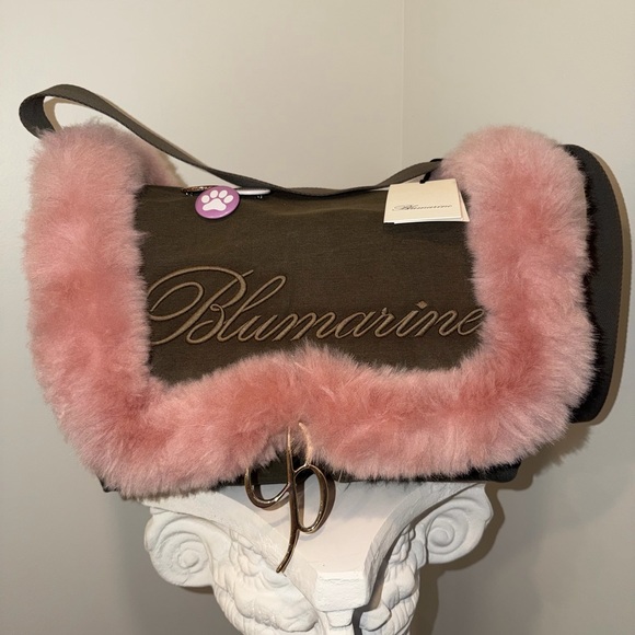 Blumarine Tan and Pink Fur Shoulder Bag - Picture 3 of 7